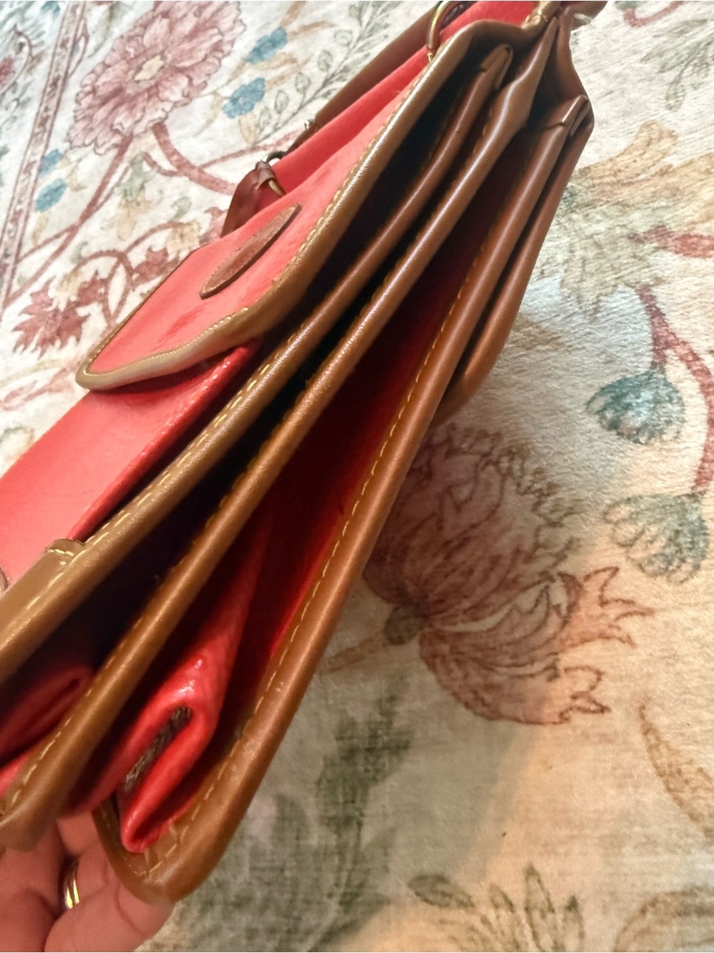 Dooney & Bourke Red and Brown Leather Messenger Bag - Picture 6 of 15